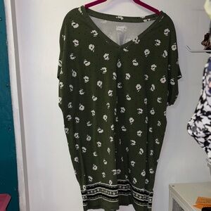 Lands' End Olive Floral Tunic Top
